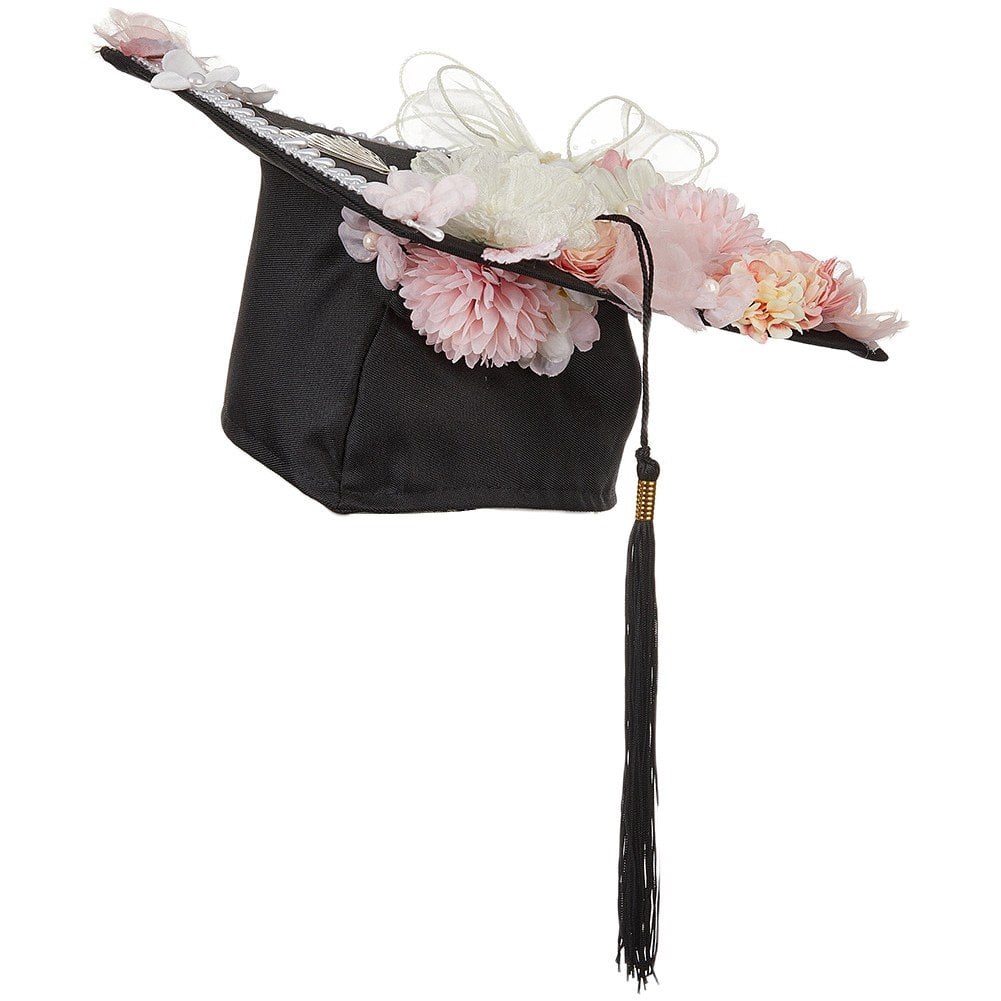 Vjnyvs Graduation Hat With Realistic Flower Adult Bachelor Caps College ...