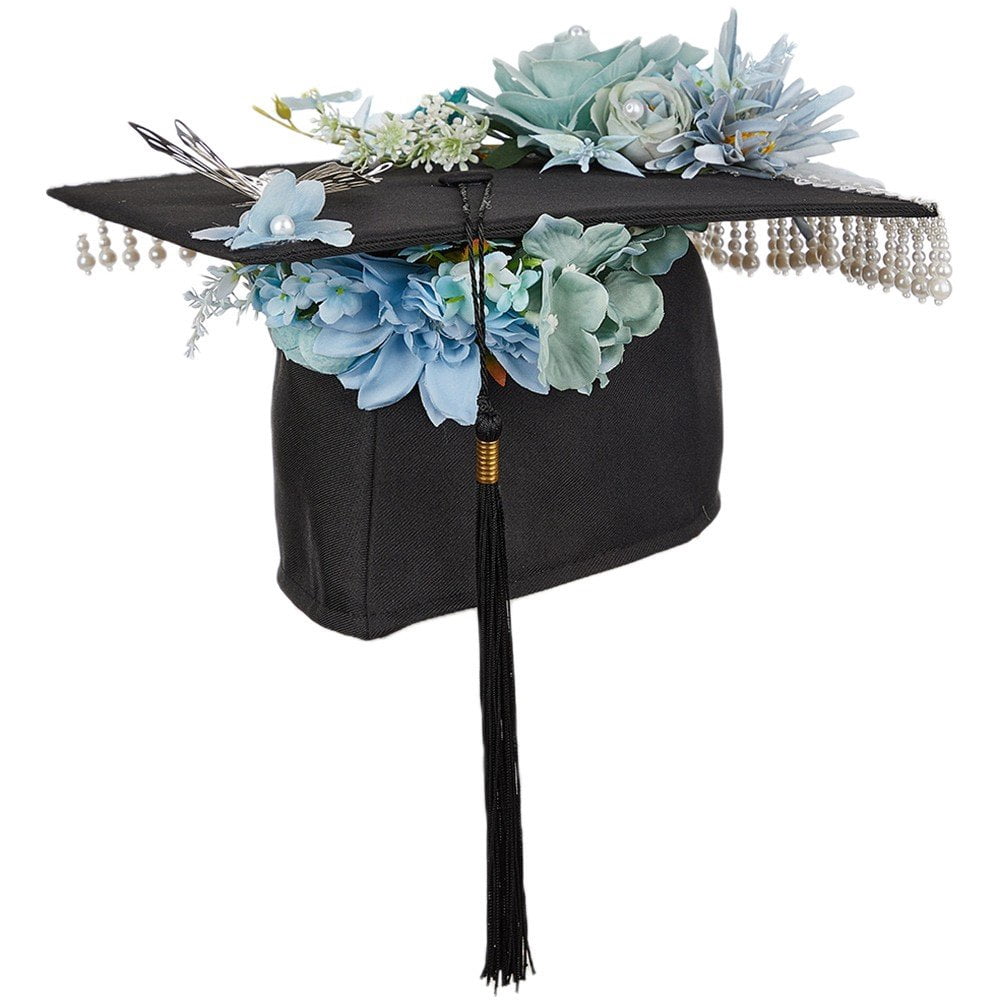 Vjnyvs Graduation Hat With Realistic Flower Adult Bachelor Caps College ...
