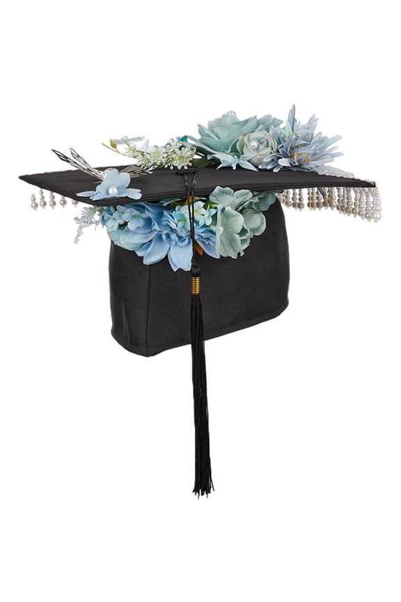 Graduation Hat With Realistic Flower Adult Bachelor Caps College Doctor Teens Unisex Graduation Party Decorative Hat