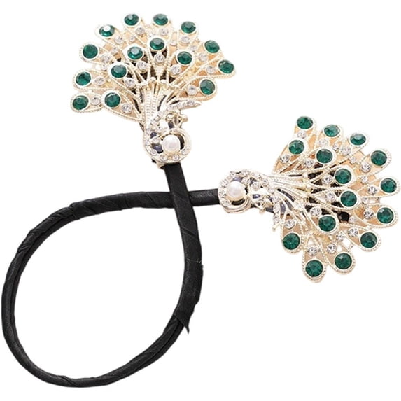 Vjnyvs Green Peacock Hair Curler Pearl Rhinestone Clip French Twist Bun Maker Accessory