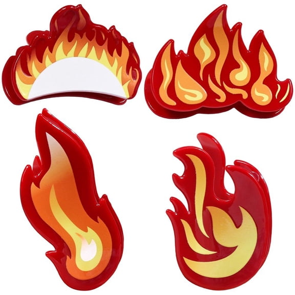 Vjnyvs Hair Claw Clips, 4pcs Flame Shape Acrylic Hair Jaw Clips Non-slip Claw Cratch Strong Hold Hair Clamp, Hair Styling Accessories
