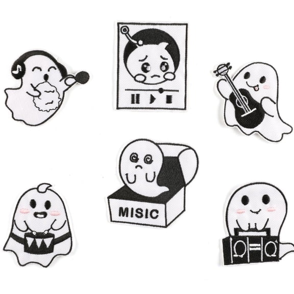 Vjnyvs Halloween Ghost Embroidery Patches 6PCS Iron On Sew On Applique Badges
