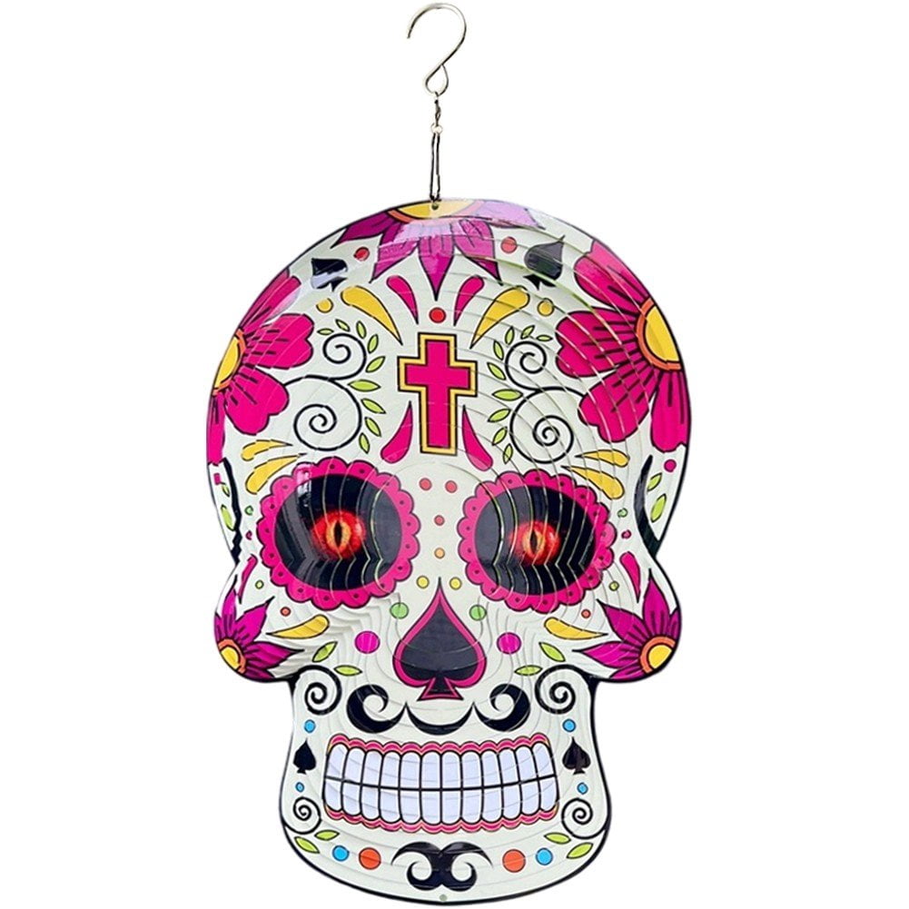 Vjnyvs Halloween Skull Wind Chime, Metal Spinner Hanging Chime Pendant ...