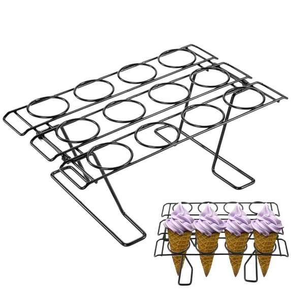 Vjnyvs Ice Cream Cone Rack, Foldable Ice Cream Display Stand Metal Baking Rack Party Dessert Shelf for Wedding Party Supplies