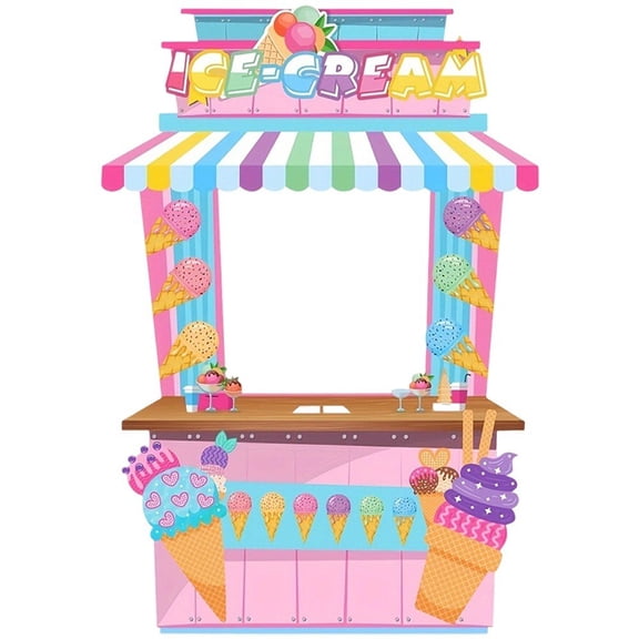 Vjnyvs Ice Cream Truck Themed Polyester Backdrop Banner Sweet Dessert Photography Background