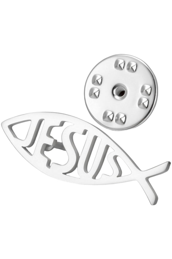 Jesus Fish Brooch Novelty Animal Pin Stainless Steel Lapel Pin for Coat Shirt Suit Collar Fashion Accessories Decoration