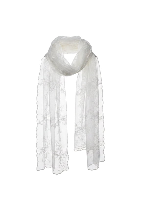 Lace Embroidered Long Silk Scarf Ladies' Autumn Lace Wrap Veil Wedding Party
