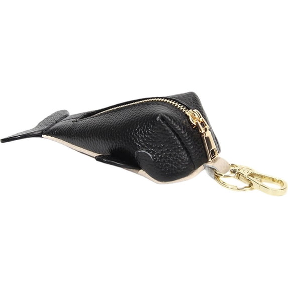 Vjnyvs Leather Coin Purse Mini Zipper Change Purse Keychain Cute Whale Key Ring Coin Holder Wallet For Headset Lipstick Jewelry
