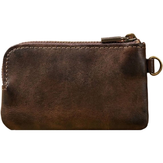 Vjnyvs Leather Coin Purse, Small Wallet with Zipper, Compact Money Pouch for Change, Keys, Credit Cards, Gifts for Men Women