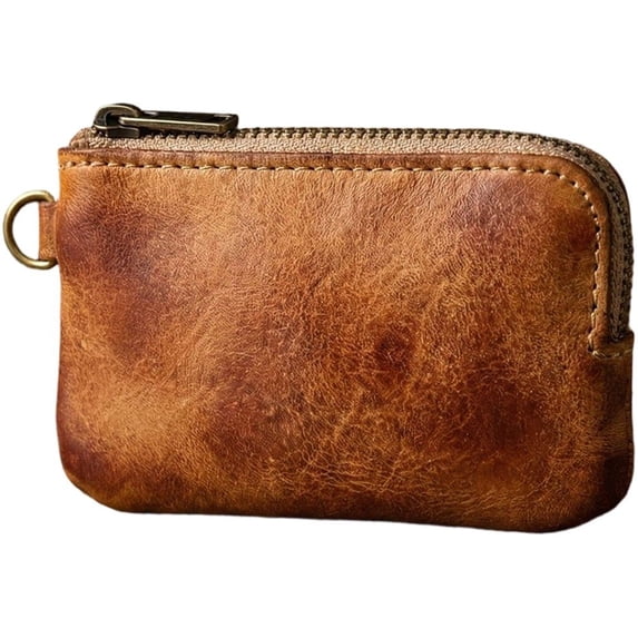 Vjnyvs Leather Coin Purse, Small Wallet with Zipper, Compact Money Pouch for Change, Keys, Credit Cards, Gifts for Men Women
