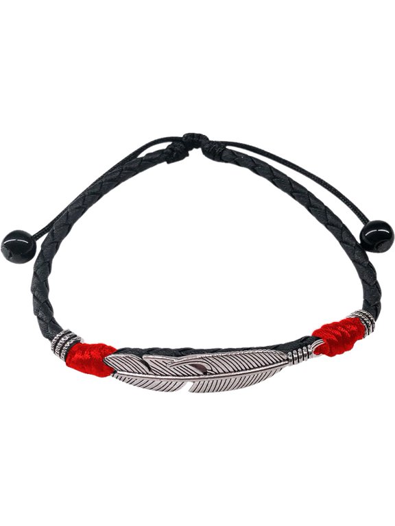 Leather Feather Anklet Alloy Pendant Accessories Red Black Soft Rope Bracelet Couple Gifts Jewelry for Men and Women