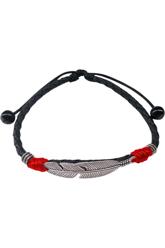 Leather Feather Anklet Alloy Pendant Accessories Red Black Soft Rope Bracelet Couple Gifts Jewelry for Men and Women