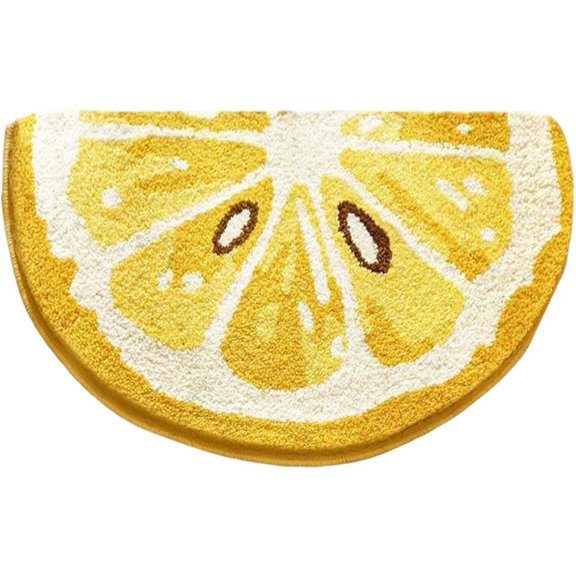 Vjnyvs Lemon Print Bathroom Absorbent Mat, Anti-Slip Bath Rug for Home Decor