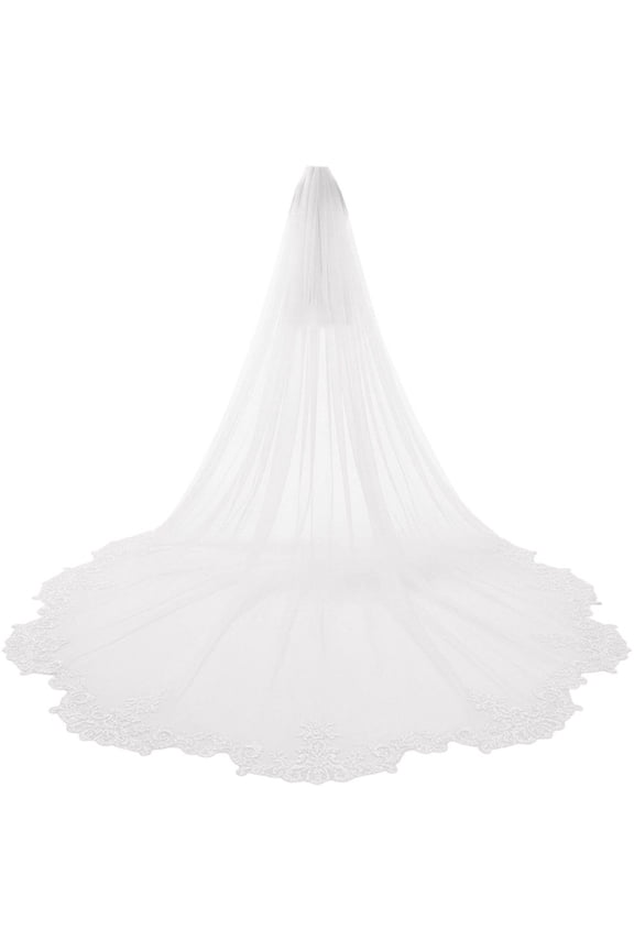 Long Cathedral Lace Trim Bridal Veil 300CM Wedding Dress Accessory