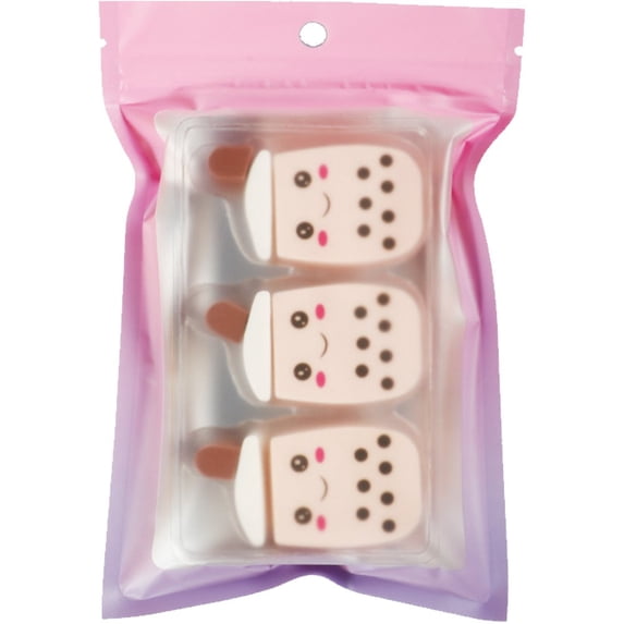 Vjnyvs Makeup Sponge Blender Set 3pcs Milk Tea Shapes Wet Dry Makeup Tool