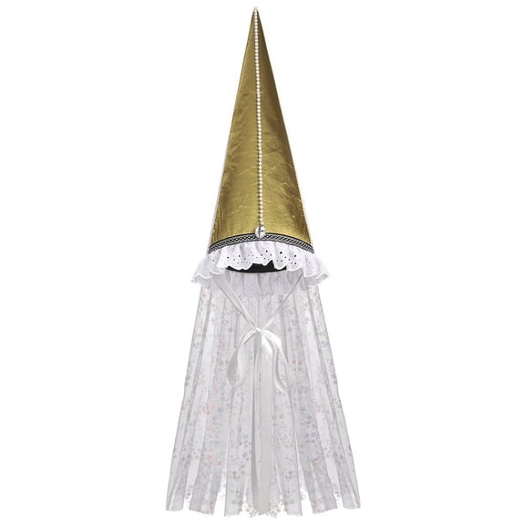 Vjnyvs Medieval Hennin Hat With Veil Cone Pointy Hat, Medieval Princess Cone Hat for Women's Renaissance Princess Headdress Headwear