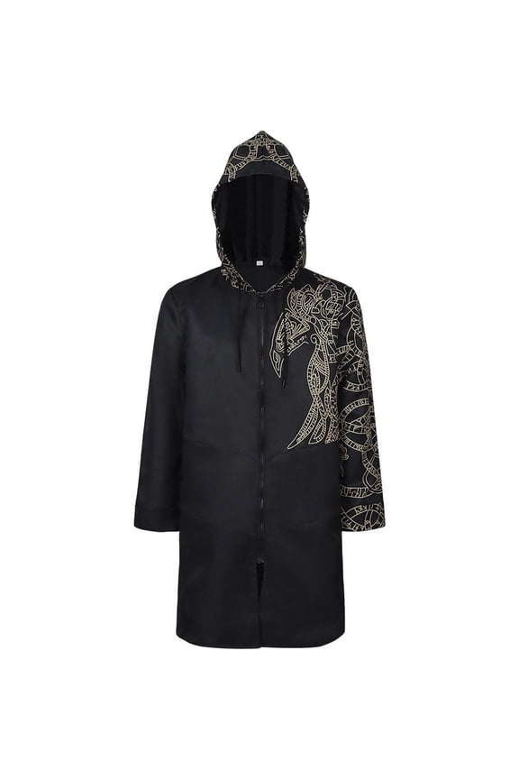 Men's Gothic Long Sleeve Hooded Jacket Vintage Punk Themed Event Coat