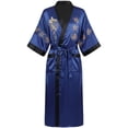 thumbnail image 1 of Vjnyvs Mens Rayon Silk Kimono Robe Mens Japanese Silk Dragon Bathrobe Chinese Kimono Robe Men Open Front Long Cloak with Belt, 1 of 7