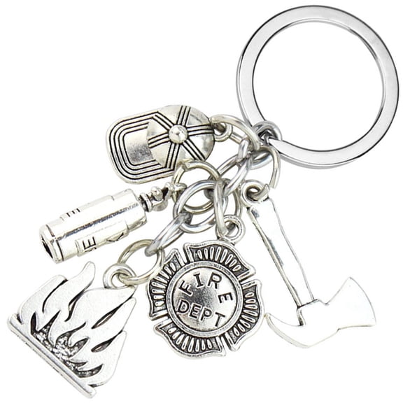 Vjnyvs Mini Metal Fire Extinguisher & Flame Pendant Keychain Novelty Bag Charm Key Ring
