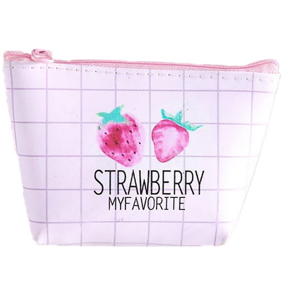 Vjnyvs Mini PU Coin Purse Pouch Cute Strawberry Mini Wallet Zipper Wallets Coin Purse Pouch Storage Key Bag for Credit Card ID Card Lipstick
