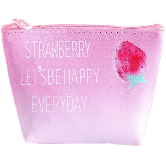 Vjnyvs Mini PU Coin Purse Pouch Cute Strawberry Mini Wallet Zipper Wallets Coin Purse Pouch Storage Key Bag for Credit Card ID Card Lipstick