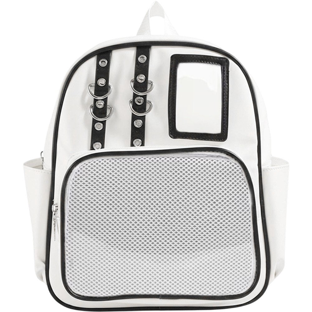 Vjnyvs Mini Transparent Backpack Pin Display Bags Lolita Shoulder Bag with Clear Window Casual Rucksack for Work Travel Sports