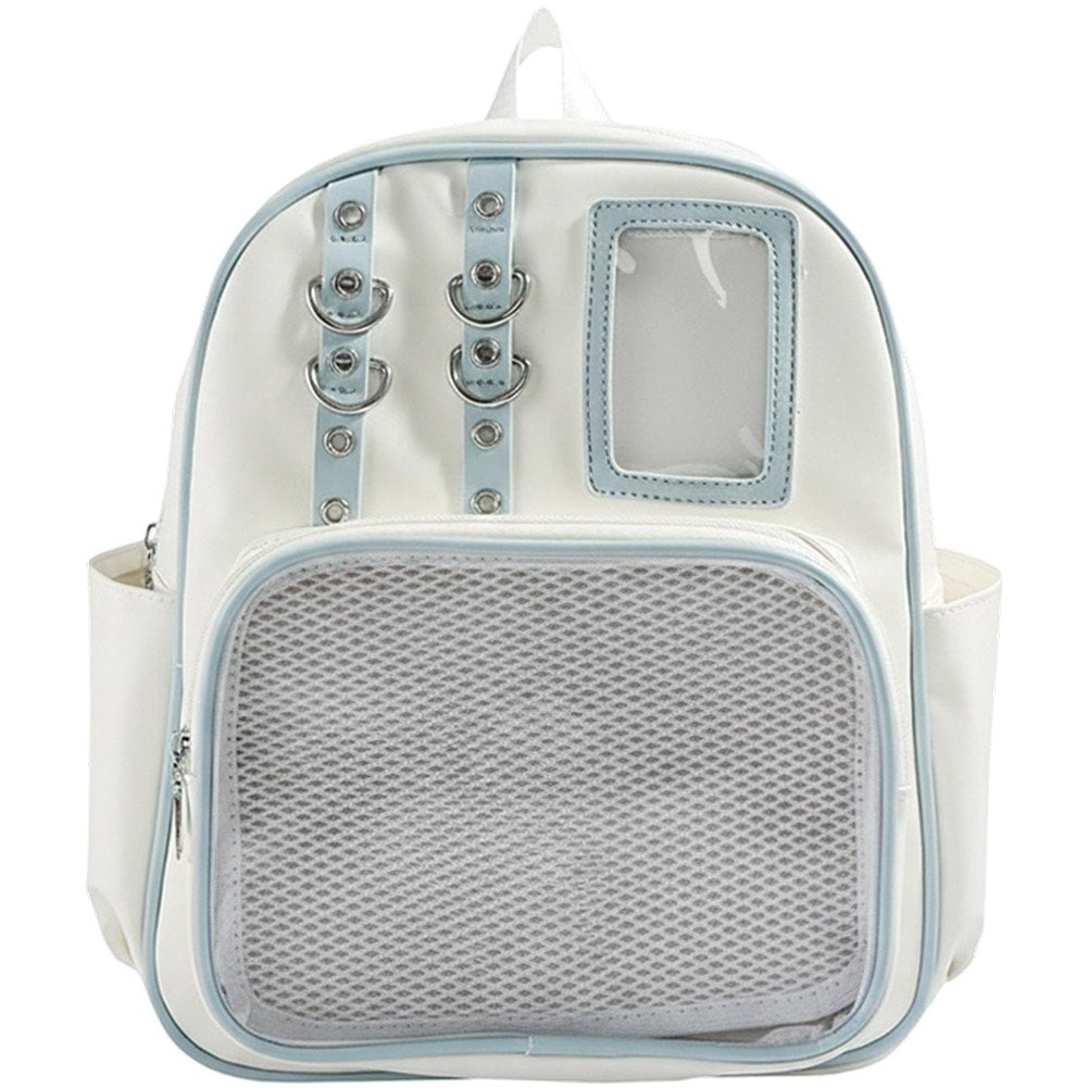 Vjnyvs Mini Transparent Backpack Pin Display Bags Lolita Shoulder Bag with Clear Window Casual Rucksack for Work Travel Sports