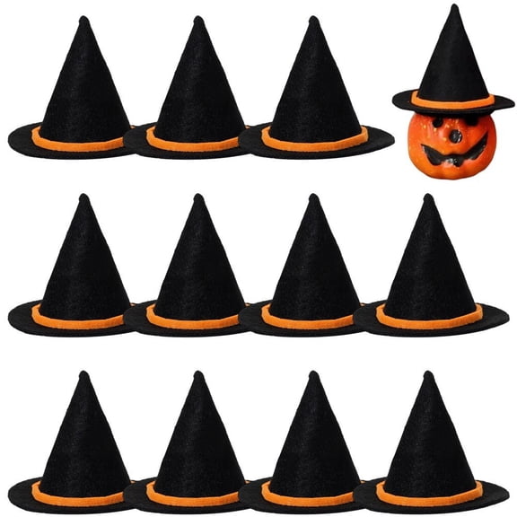 Vjnyvs Mini Witch Hats 12 Pcs for Craft Halloween Decorative Caps, 2.8x2 In, Non-Woven Fabric
