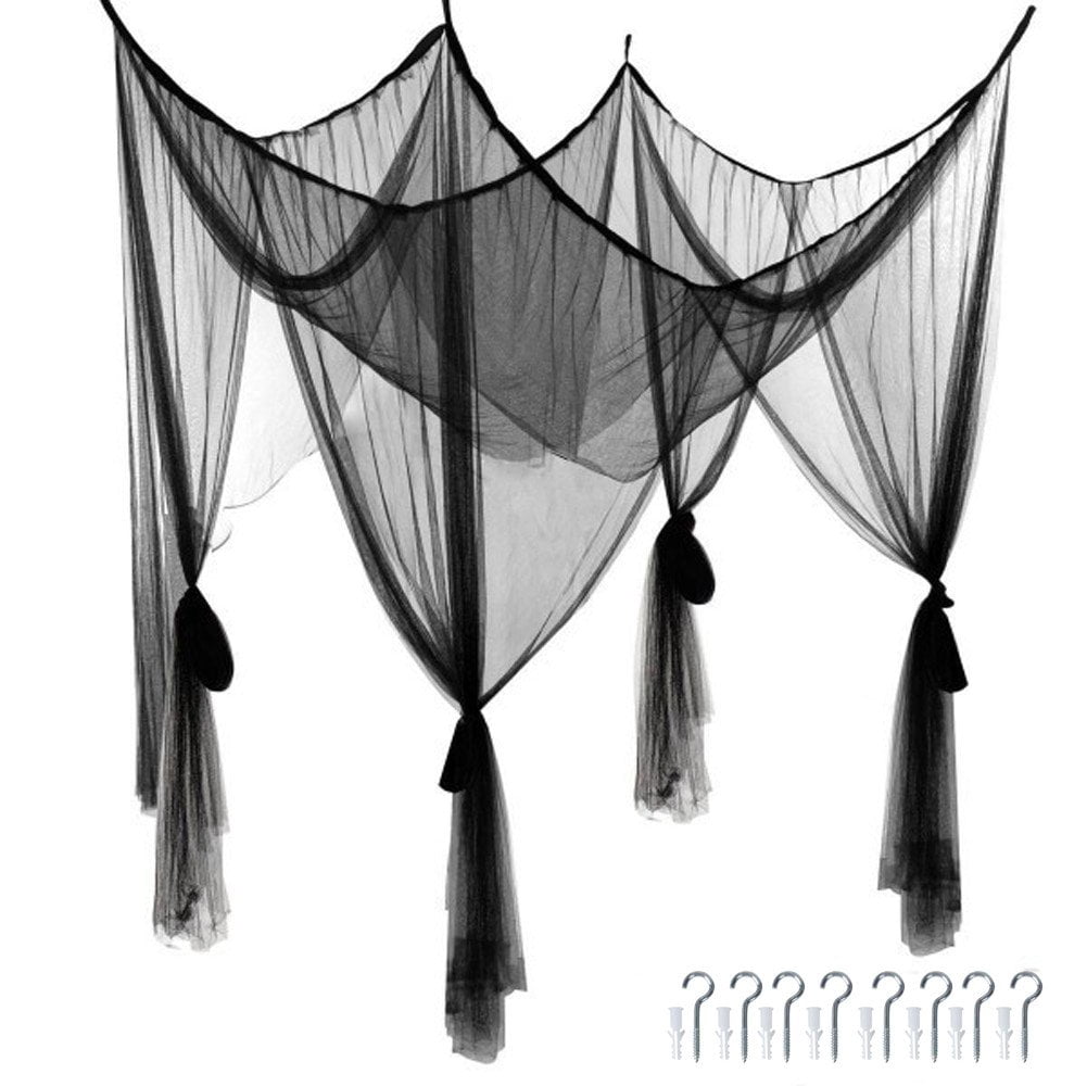 Vjnyvs Mosquito Net Bed Canopy Four-Door Hanging Bed Square Netting Curtain with Hanging Kit Easy Installation Bedroom Home Decor