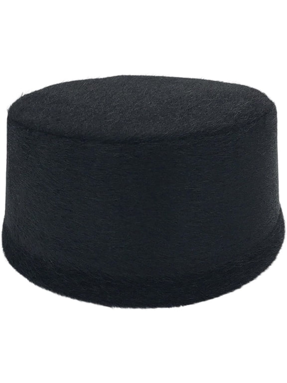 Muslim Prayer Cap for Men, Winter Hard Shell Eid Hat with Plush Lining, Black, 58 cm, 1 Pack