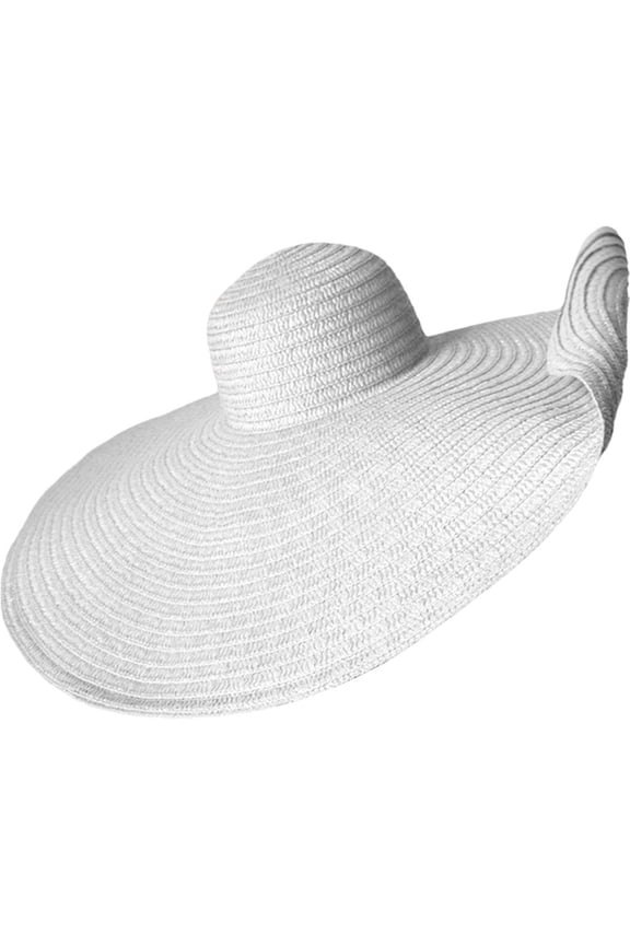 Oversized Beach Straw Hat for Women, Extra Large Wide Brim Visor Hats Handmade Roll Up Floppy Sun Hat Summer Beach Cap for Women Travel