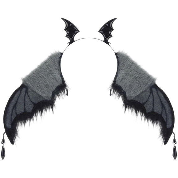 Vjnyvs Oversized Halloween Bat Ears Shape Headband Gothic Large Wing Hair Hoop for Themed Party Events