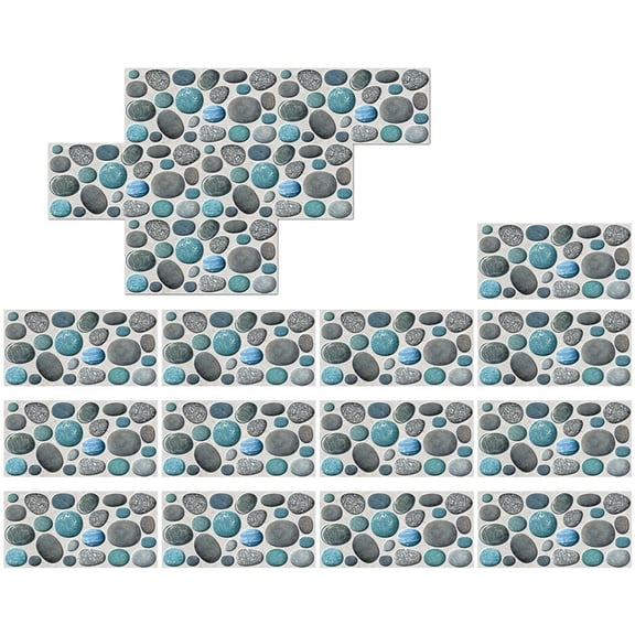 Vjnyvs Peel and Stick Backsplash Tile Simulation Cobblestone Stone Wall Tile Sticker Decorative Wall Mural Removable Sticker for Home Floor Kitchen Floor Decor