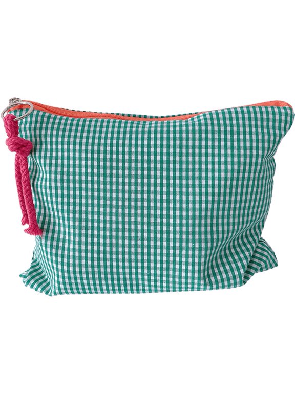 Plaid Cosmetic Bag Cotton Travel Make Up Storage Pouch Small Accessory Organizer