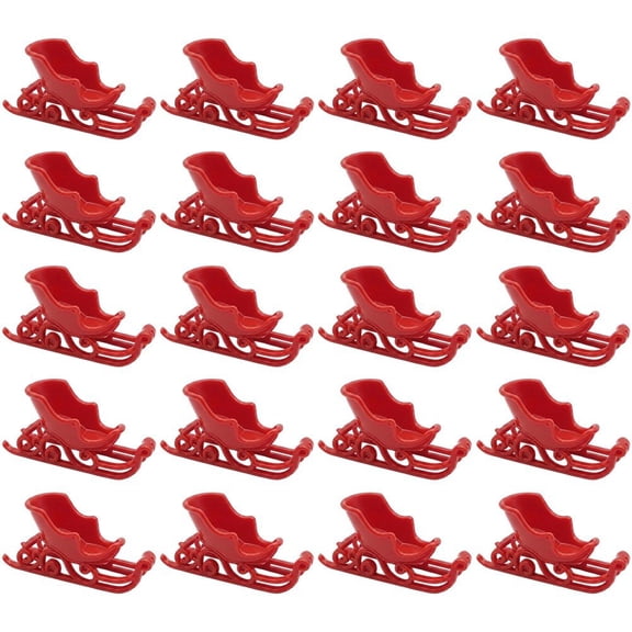 Vjnyvs Plastic Mini Santa Sleigh Figurines 20-Pack Christmas Sled Centerpiece Decorations for Tabletop Holiday Home Display