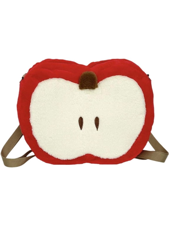 Plush Backpack Cute Apple Shaped Shoulder Bag Cartoon Fruit Daypack