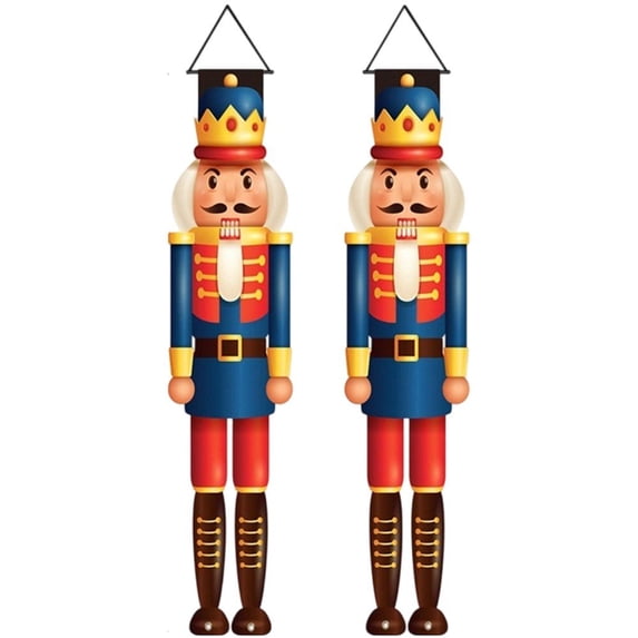 Vjnyvs Polyester Blue Christmas Nutcracker Soldier Door Banner 2-Pack Holiday Front Porch Hanging Decor