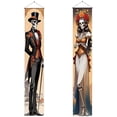 thumbnail image 1 of Vjnyvs Polyester Day of the Dead Sugar Skull Door Banner Porch Sign Dia De Los Muertos Couple Decor 1-Pair, 1 of 7