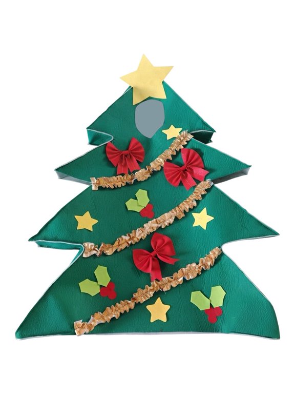 Polyester Green Adult Christmas Tree Print Outfit Set Xmas Holiday Party Suit 1-Piece