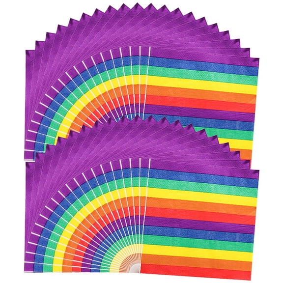 Vjnyvs Rainbow Napkin 40PCS Colorful Stripes Paper Napkin Cocktail Tissue Party Tableware