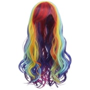 Vjnyvs Rainbow Wig Long Curly Wig with Bangs for Women Colorful Wigs Long Wavy Rainbow Multi Colorful Wigs