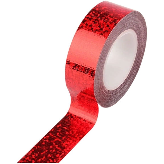 Vjnyvs Red Rhythmic Gymnastics Decorative Tape, Self-Adhesive Glitter Tape for Hoops Batons