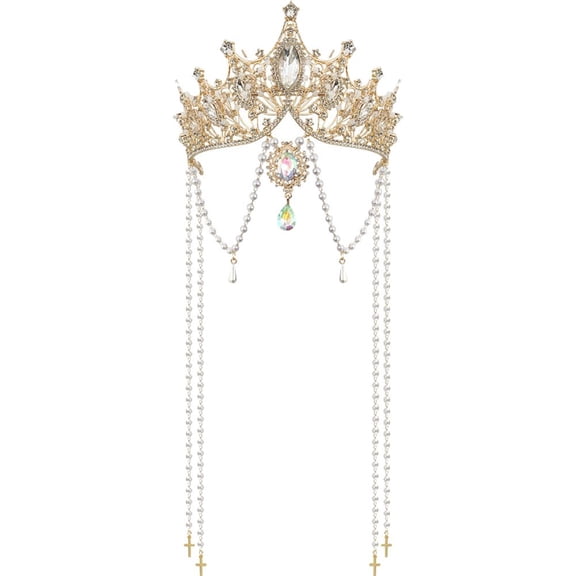 Vjnyvs Rhinestone Crown Pearl Princess Tiara Princess Accessories Crystal Sweet Head Band Headpiece Accessories