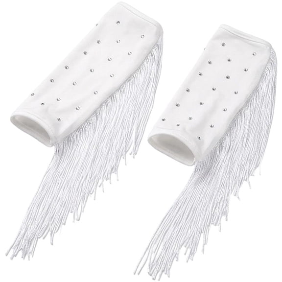 Vjnyvs Rhinestone Fringe Gloves,Latin Dance Arm Sleeves,Tango Salsa Performance Accessory, Sparkly Tassel Hand Covers