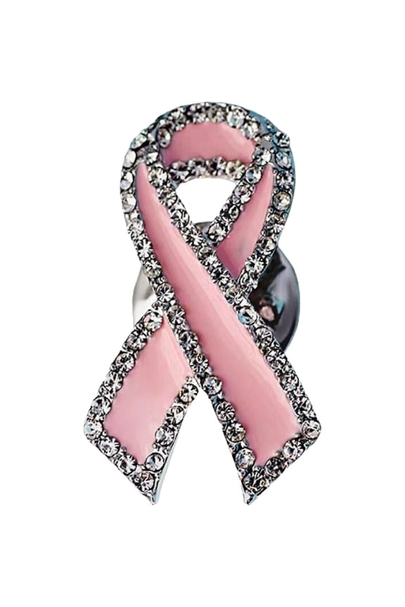 Rhinestone Pink Ribbon Brooch Breast Cancer Awareness Pin Brooch Badge Sweater Backpack Lady Brooches Jewelry