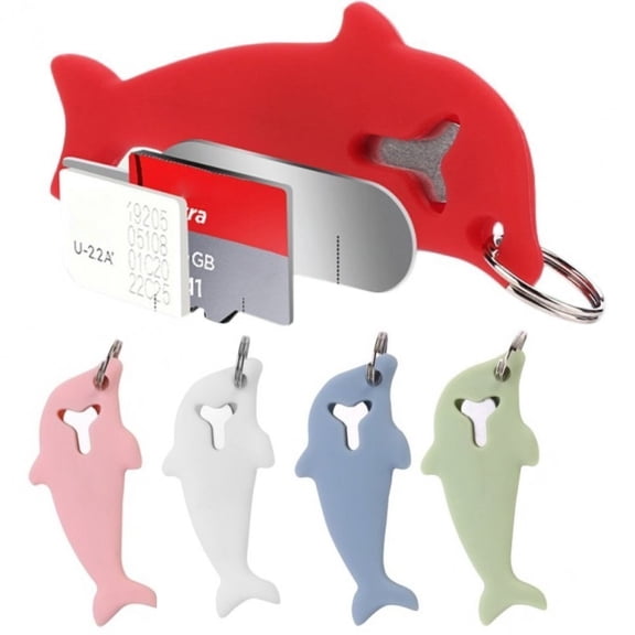 Vjnyvs SIM Card Ejection Pin Open Needle Universal Dolphins Shaped Mobile Phone SIM Card Storage Case Ejector Tool Key Ring Pendant