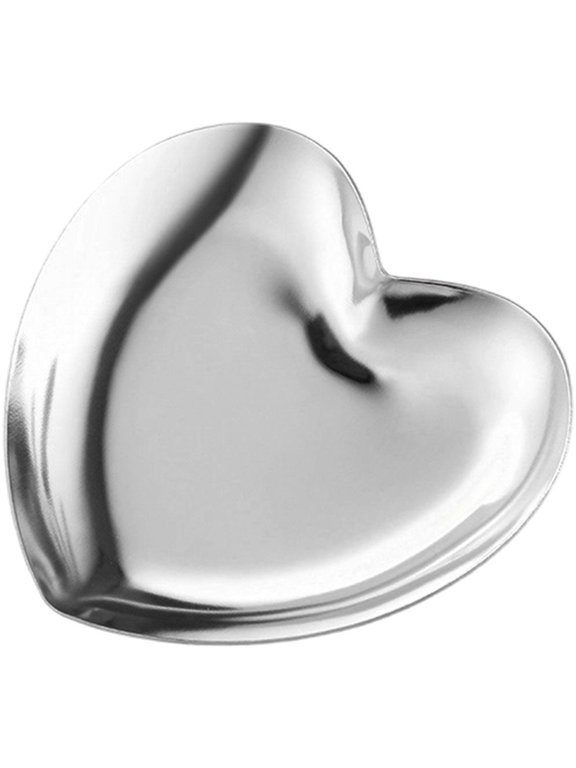 Stainless Steel heart-shaped Jewelry Tray, Cosmetic Storage Tray Jewelry Dish Plate Small Trinket Pallet Key Candle for Ring Necklace