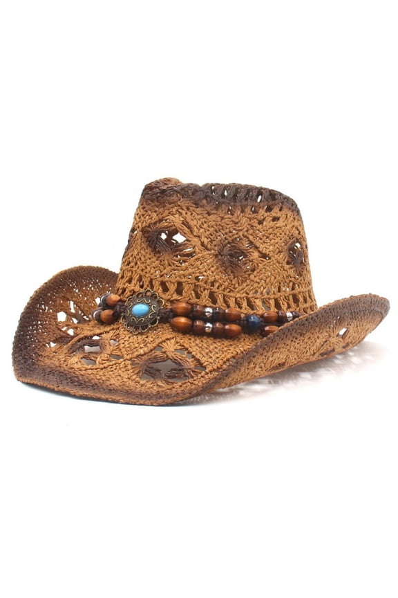 Straw Cowboy Hats Women Men Floppy Sun Hat Summer Foldable Wide Brim Beach Hat