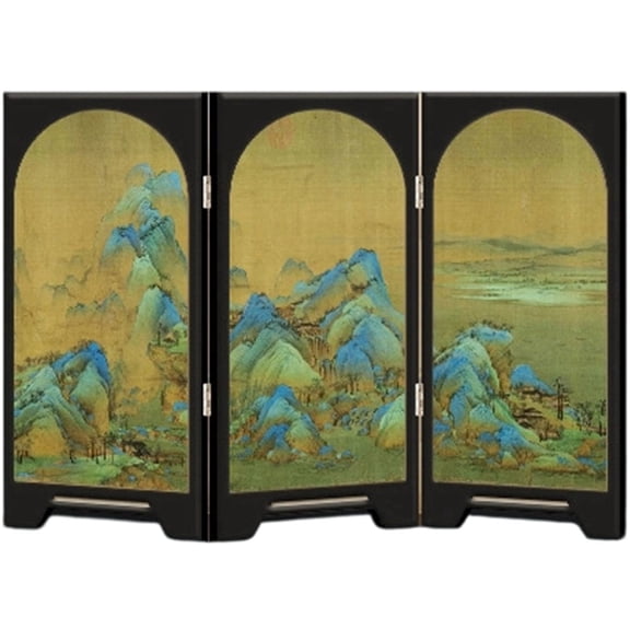 Vjnyvs Traditional Chinese Mini Folding Screen Ornament, 3 Panel Wooden Desktop Decor Gift