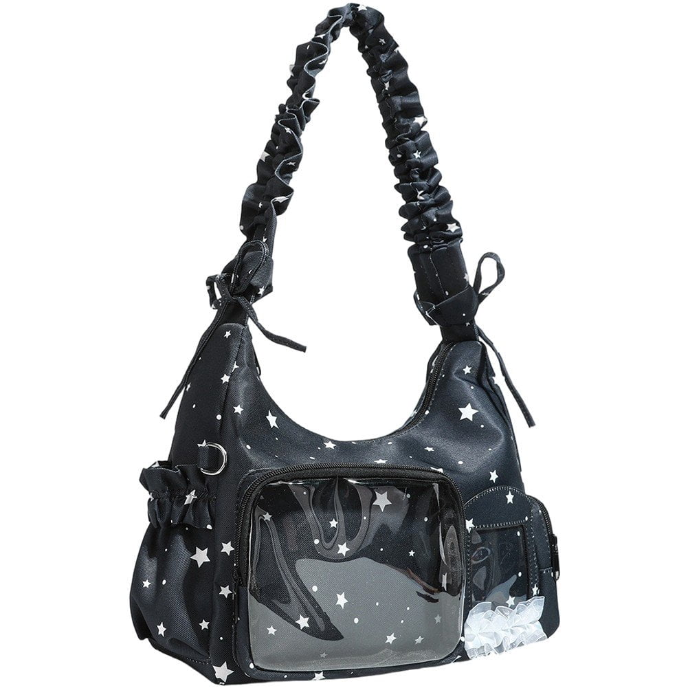 Vjnyvs Transparent Ita Bag Japanese Handbag Crossbody Bags Underarm Bag, Y2K Kawaii Shoulder Bag for Women Anime DIY Daily Use